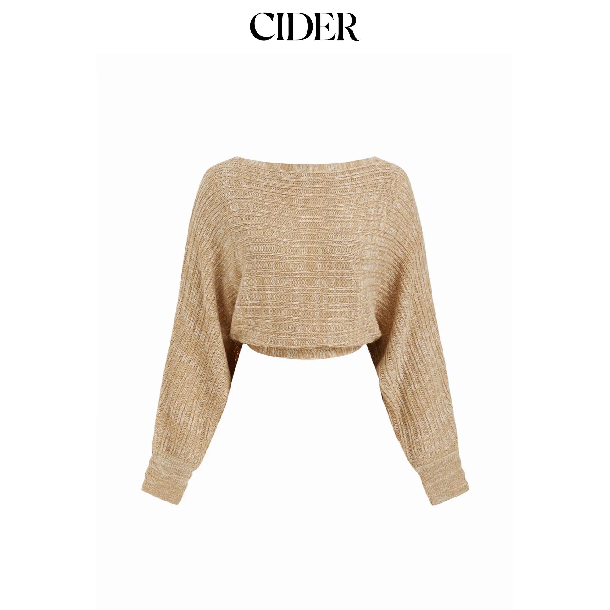 Cider Knit Boat Neck Lace Up Batwing Sleeve Cropped Top SummerFinds