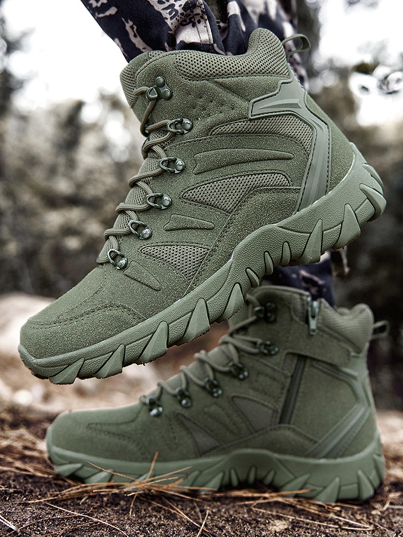 Men's Fashionable Plain Color Boots, Casual Comfortable Breathable Non-slip Boots, Outdoor Boots for Men, Lightweight Tactical Boots