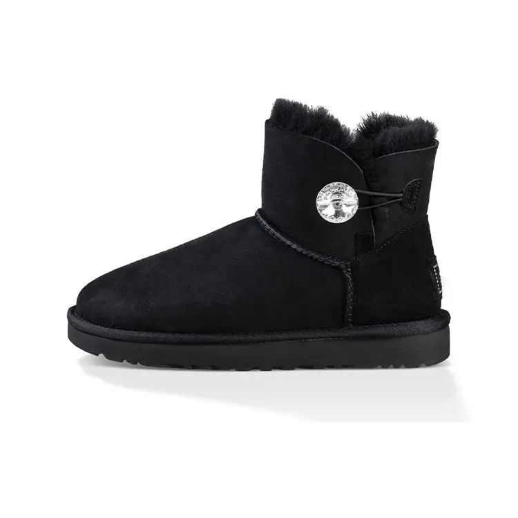 UGG Bailey Button Bling Sheepskin Warm Simple Comfortable Snow Boots 1016554-BLK