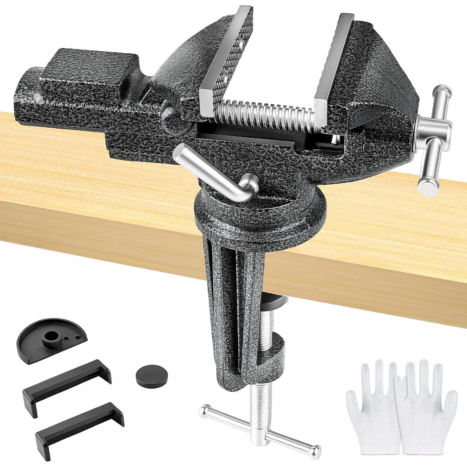 Bench Vise 3 Inch, Table Vise with-In and 360° Swivel Base| Clamp woodworking, Small Vise, Clamp-On Vise for Golf Grip Kit, Woodworking, Metalworking, Drilling and DIY Projects