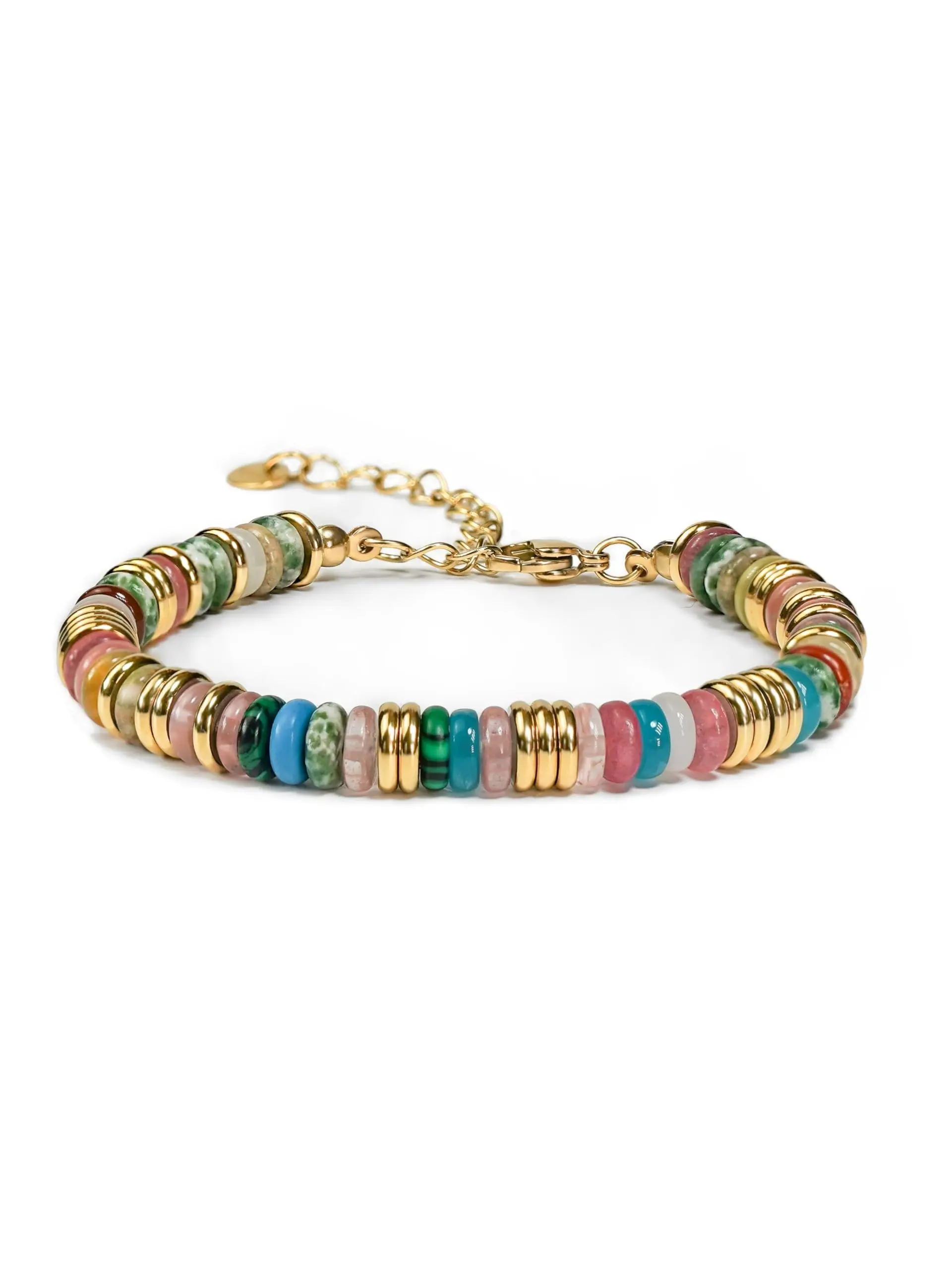 Colorful Bracelets for Women and Men, Stack Bangle Beaded Stone Jewelry, Multi-Color Beads, Rainbow Boho Layered Bracelets, Aesthetic Gift, Stackable Bracelets