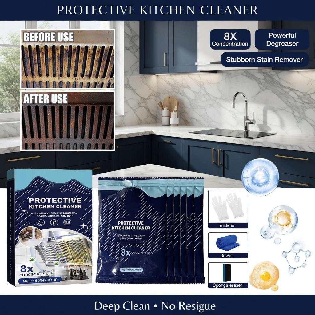 Heavy Duty Kitchen Degreaser Powder (Boxed) - Powerful Grease & Oil Remover for Stovetop, Range Hood & Cookware