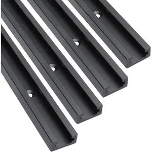 4PK 48" Aluminum T-Track for Woodworking Double Cut Universal Profile with Predrilled Mounting Holes Fine Sandblast Black Anodized