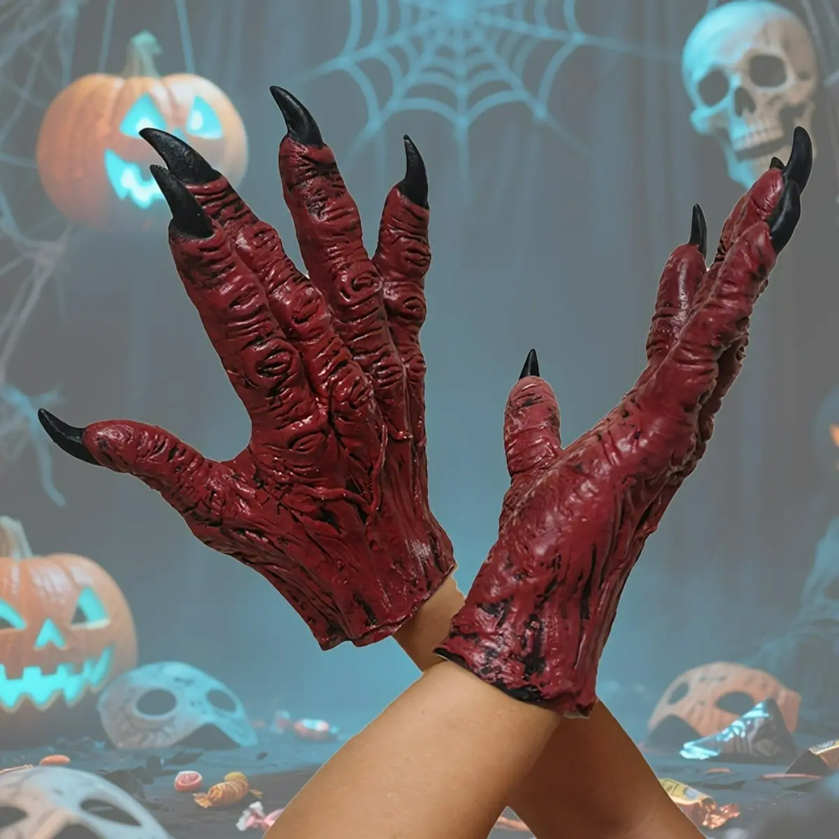 Devil Monster Gloves, Adult Latex Zombie Claw Gloves, Cosplay Props, Halloween Party Costume, Role Play, Stage Performance, Fun Prank Tools