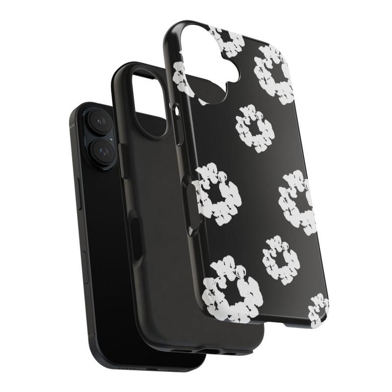 Black Flower Luxury D-Denims T-Tears Phone Case For iPhone 17 Pro Max Plus Air/16/15/14/13/12/11, Comfortable Stretch, Moves with You, Cozy Fit, Perfect for Any Season