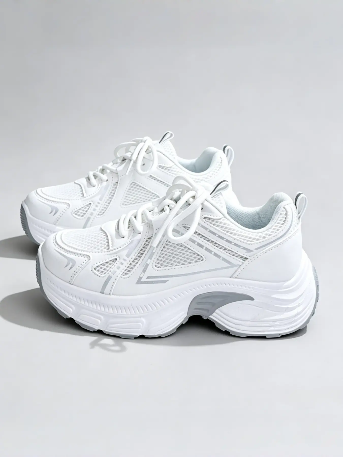 Women Lace Up Platform Chunky Breathable Running Sneakers, Lightweight Athletic Running Trainers, Comfort Casual Walking Sports Shoes, All Seasons