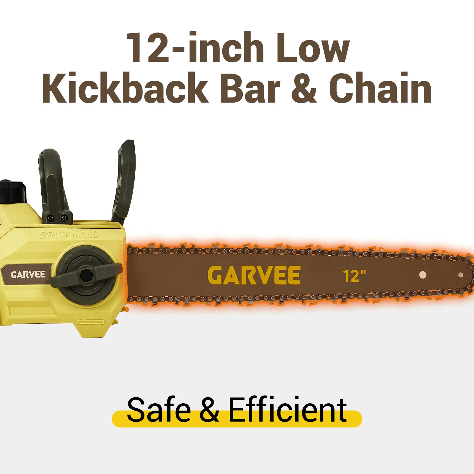 Cordless Chainsaw 12 Inch 20V MAX, Brushless Motor for 100 Cuts Per Charge, Lightweight Low-Kick-Back Bar & Chain, Bare Tool for Wood Cutting, Pruning, and Outdoor Construction