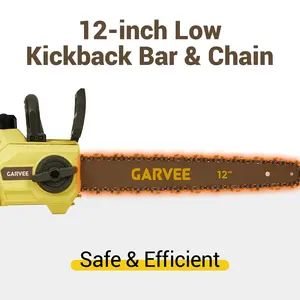 Cordless Chainsaw 12 Inch 20V MAX, Brushless Motor for 100 Cuts Per Charge, Lightweight Low-Kick-Back Bar & Chain, Bare Tool for Wood Cutting, Pruning, and Outdoor Construction