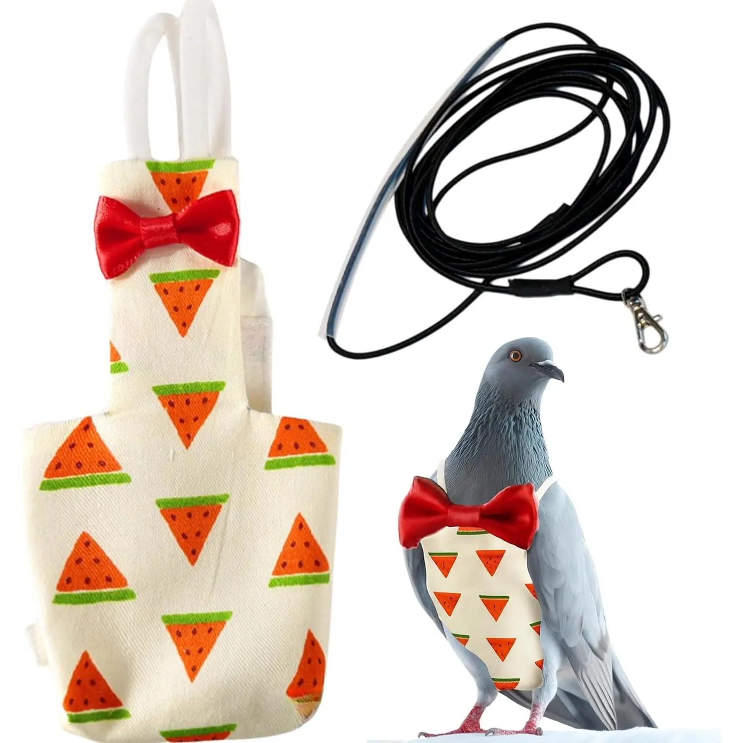 Bird Diaper Pants Harness & Leash, Diapers for Pigeons Cockatiel Parrot Parakeet, Pet Bird Parrot Clothes Diaper (XL-Watermelon)