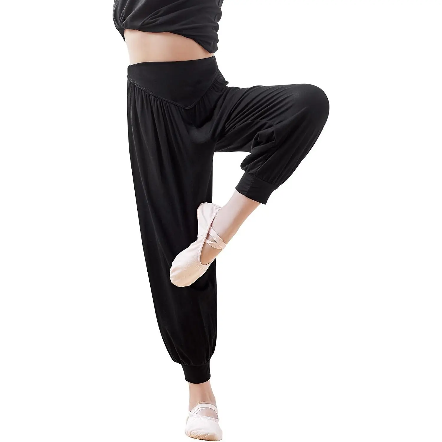 Kids Modal Harem Pants Loose Breathable Trousers for Ballet, Daily Wear(Little/Big Girls/Boys)