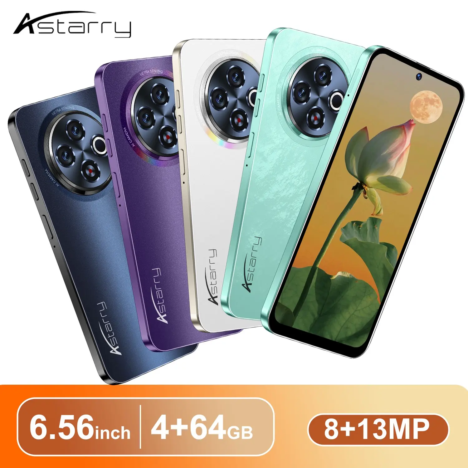 Astarry -Spark30 Pro Smartphone 4GB+64GB 6.56-inch HD display dual card dual standby battery 4300 large battery Android 12 MTK6762 Bluetooth compatible, WiFi