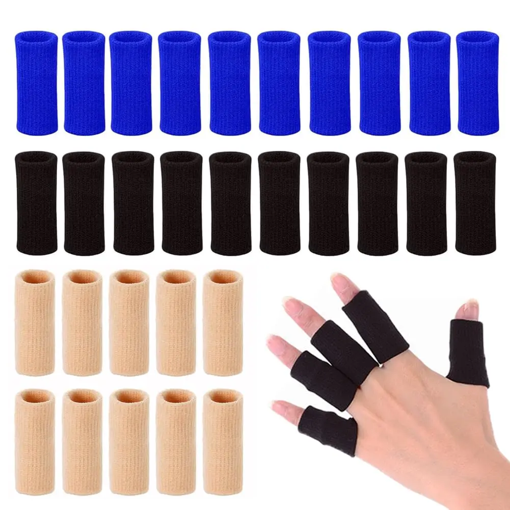Finger Arthritis Sleeves (30Pcs), Elastic Thumb Splint Brace Support Protector Finger Compression Sleeve Arthritis Joint Pain Relief, Breathable Fingers Tape Triggger Fingers Sports Aid Support