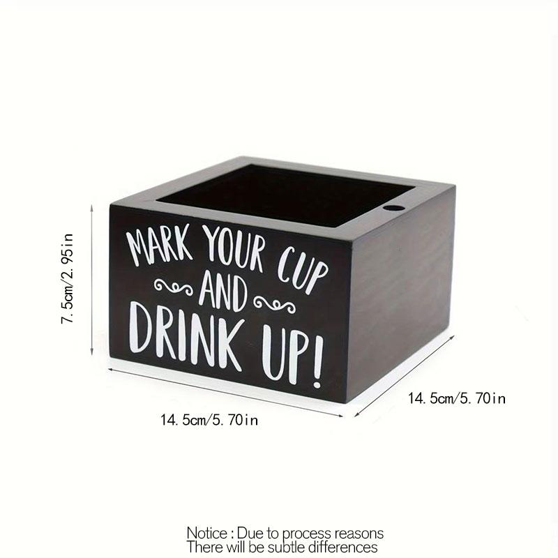 Wooden Coffee Cup Holder Storage Box, Square Table Organizer for Disposable Cups, Ideal for Cafes & Bars, Durable Design