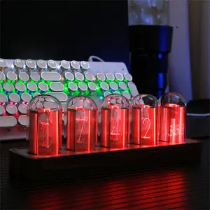 RGB Desktop Clock, Retro Glow Tube Style, Network Synchronized Timepiece, Vintage Desk Decor, Only Time Display, Perfect for Office & Home