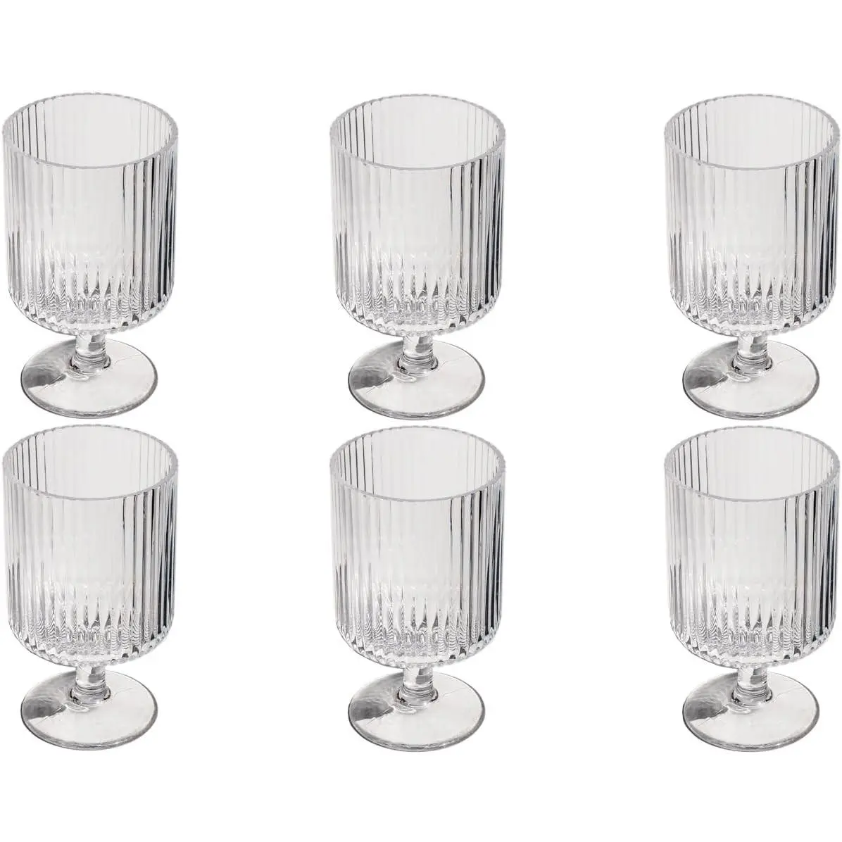 Mesa 10 oz Shatter-Resistant Durable Acrylic Wine Glasses, Dishwasher Safe Indoor/Outdoor Drinkware for Wine, Sangria, Spritzers, Clear, Set of 6