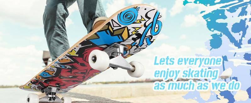 Pro Complete Skateboards for Beginners Girls Boys Kids Youths Teens Adults 31"x8" Skate Boards 7 Layers Canadian Maple Double Kick Deck Concave Longboard
