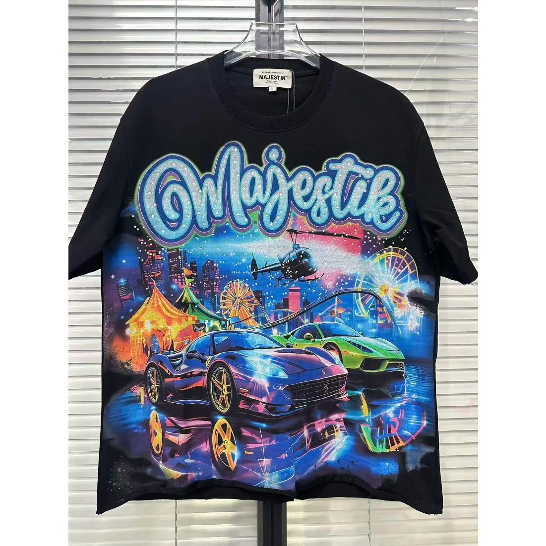 treetwear Shining Diamond Cotton Washed Summer Mens T-shirt Crew Neck Vintage Rhinestone Short Sleeve Top Tees Oversized Trendy Graphic Tee Urban Fashion Cool Casual Style Unisex Fashionable Summer Look