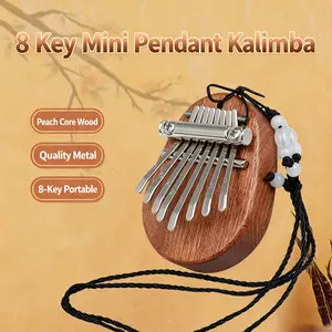 Mini 8-Note Elliptical Wooden Thumb Piano, Polished Metal Keys, Compact Instrument, Ideal for Bedroom, Outdoor Gatherings, Birthday Gift