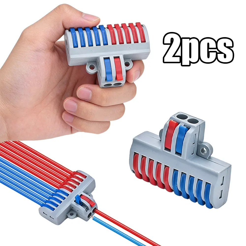 2PCS Quick Connection 2-in-10-Out Terminal Blocks – Wire Terminals for DIY Electronics Multi-Branch Circuit Inline Projects