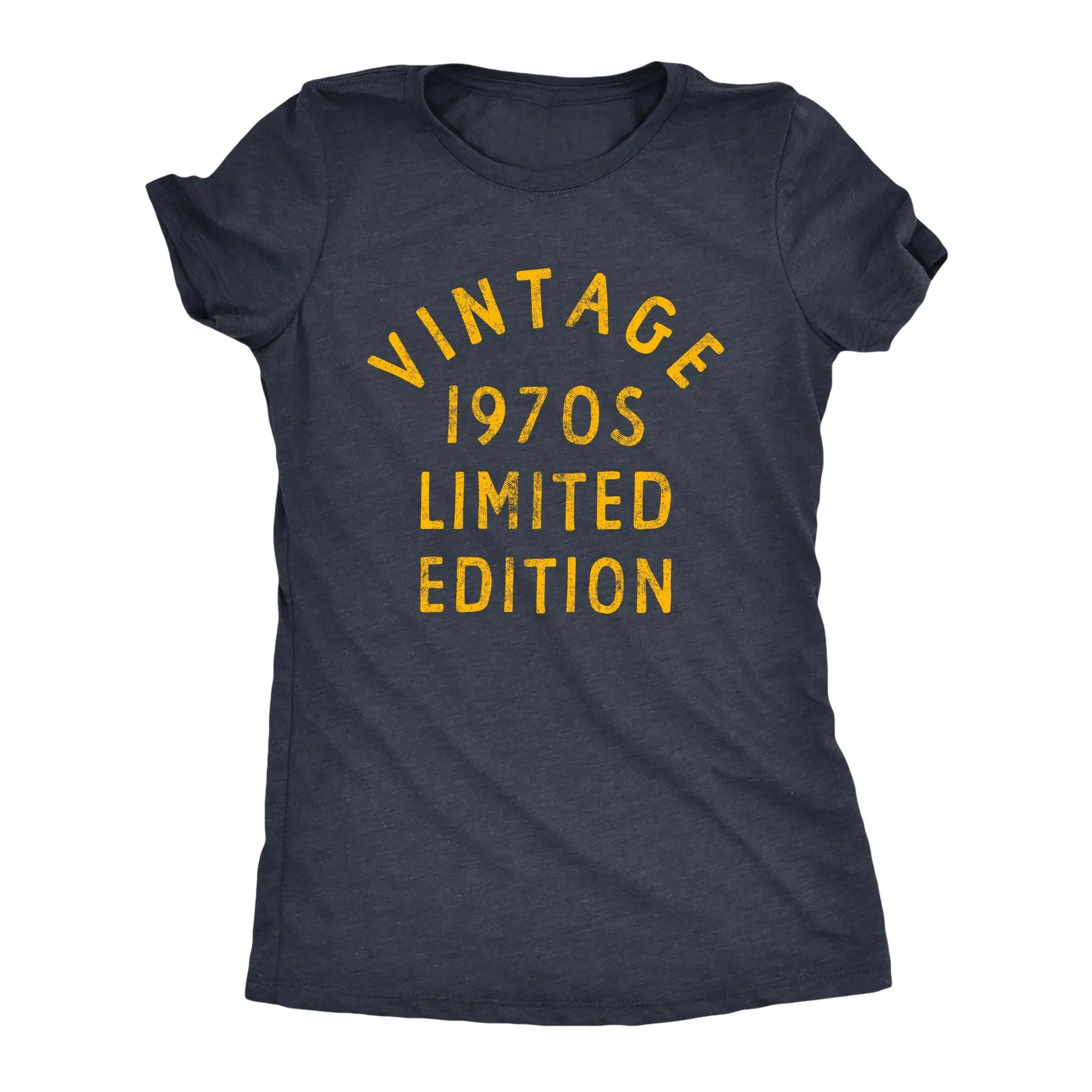 Women's Vintage 1970s Limited Edition Fitted Short-Sleeve Round Neck Sport Top, Funny 1970-Theme Classic Casual Tee for Ladies, Cute Fashion Gift for Lady