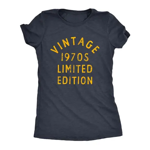 Women's 1970s Limited Edition Casual Cotton Fitted Short-Sleeve Round Neck Sport Tshirt - Retro Lightweight Graphic Clothes for Women, All Seasons Cute Fashion Gift