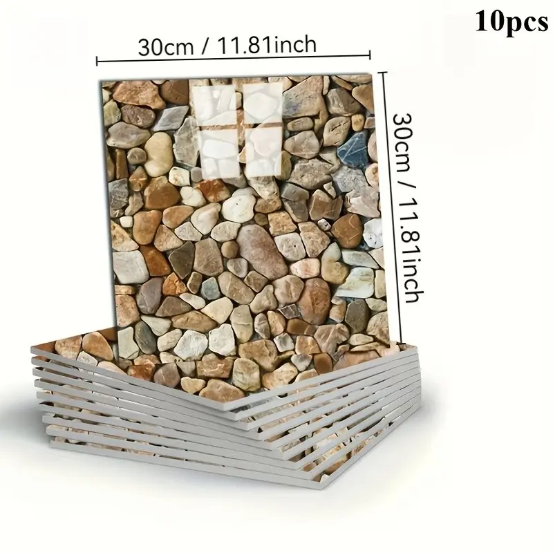 10 pieces of self-adhesive wall paper imitating brick and stone, with removable backing - easy to install without glue, - removable and tearable, suitable for kitchens, bathrooms, cafes, bars, clubs, offices, living rooms, interior decoration | Real stone