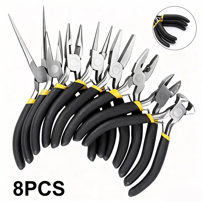 8pcs Portable Pliers Set, Ergonomic Design, Lightweight & Durable, Ideal for Professional Use, Versatile Maintenance Tool Kit