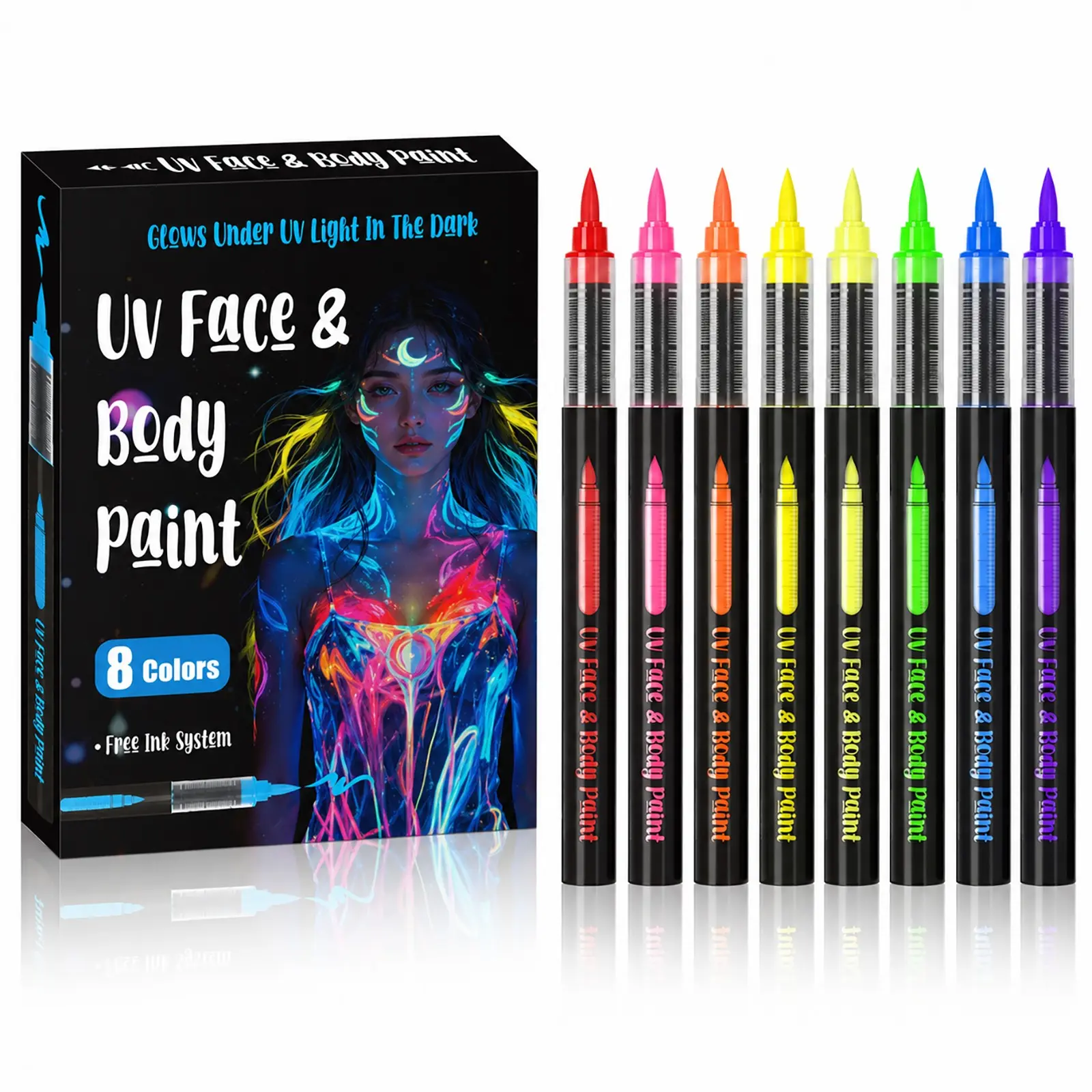 UV Fluorescent Marker Pen Set, 8/16 Colors Neon Light Reaction, Party Props, Holiday Decor, DIY Glow Art, Halloween Cosplay, Night Activities