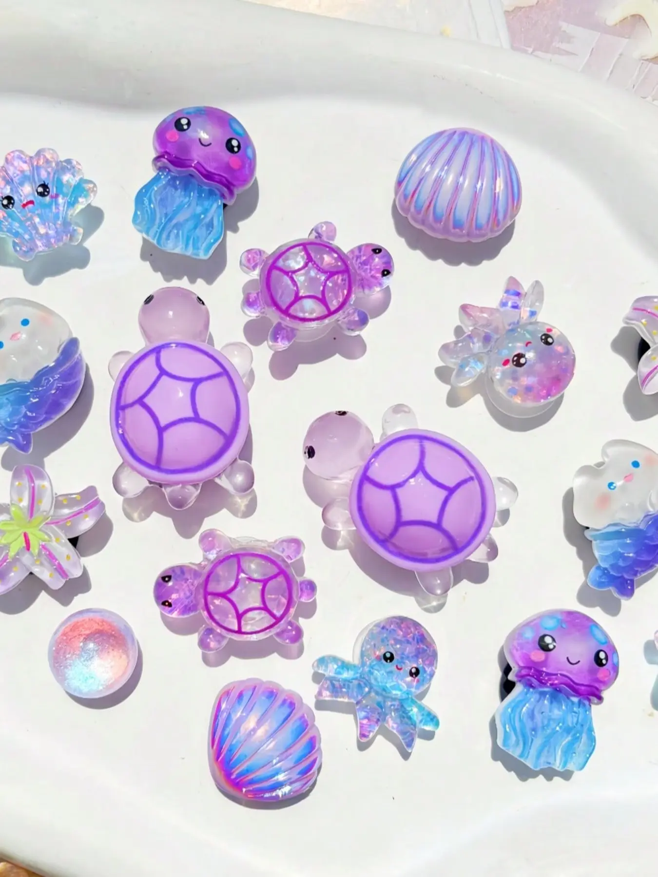 20pcs Ocean Series Decorative Shoe Flower Decorations, Octopus, Jellyfish, Turtle, Shell, Fish, Star, DIY Sandal Accessories, Shoe Charms for Sneakers, Perfect Gift