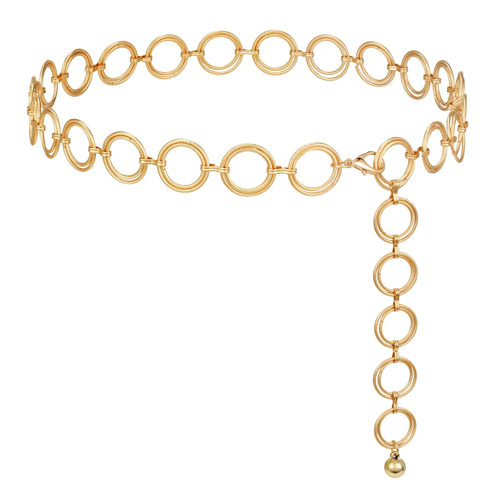 SUOSDEY Women Multilayer Gold Silver Metal Link Body Chain Belt Ladies Waist Chain Belts for Jeans Dress