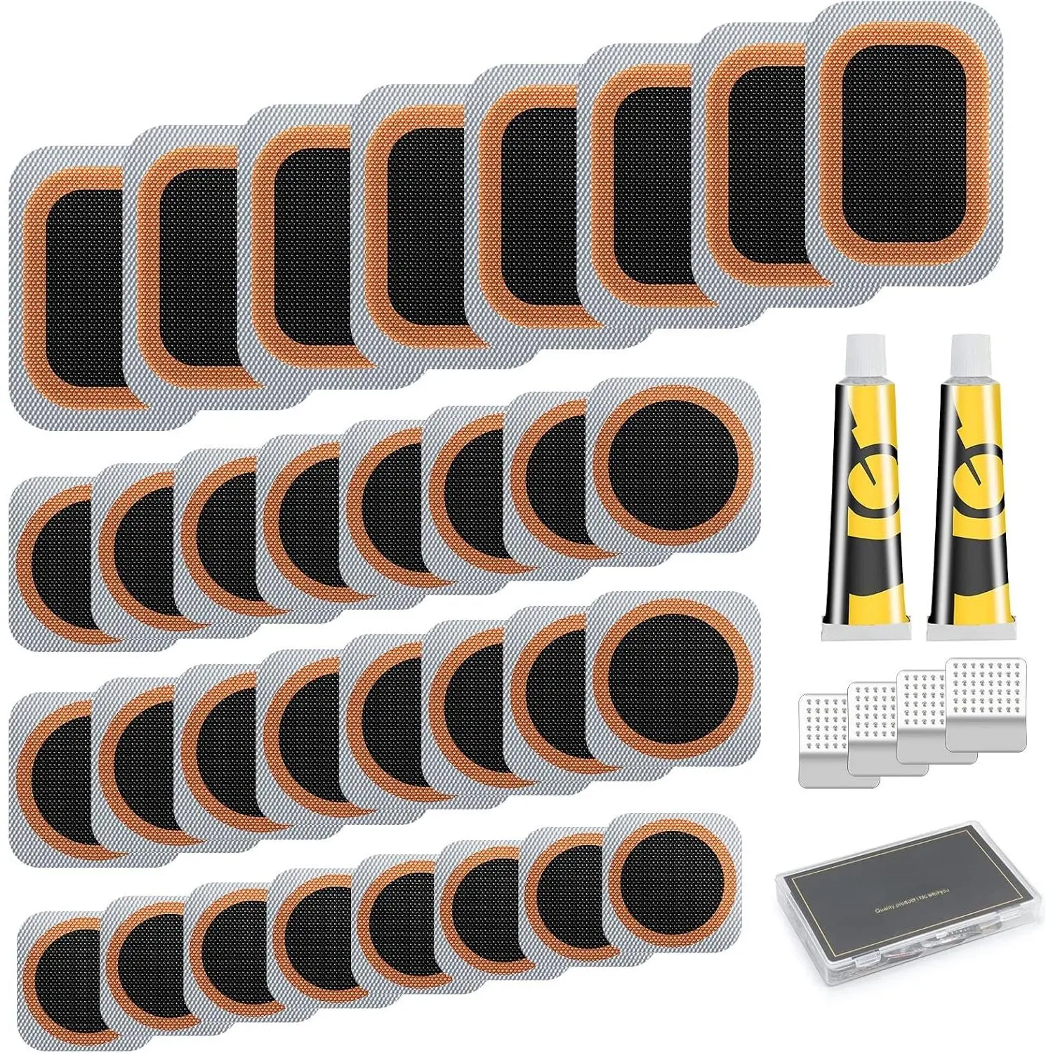 Inner Tire Patch Repair Kit - Bycicle Tube Puncture Patches Kits, 30 count Vulcanizing Patches, Glueless Patchs for  BMX Cycling MTB Road Mountain