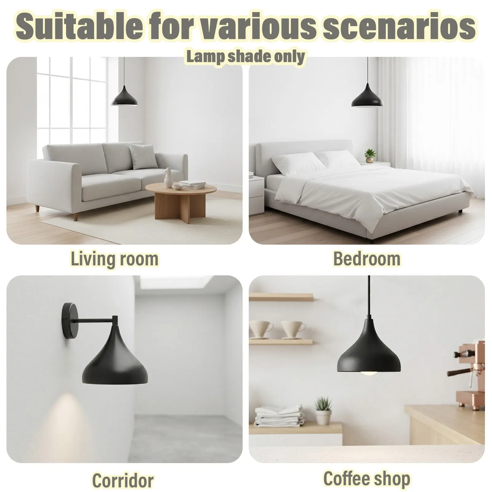 Matte Teardrop Metal Lamp Shade, Modern Nordic Style, Universal Fit, Scratch-Resistant, for Living Room, Bedroom, Kitchen, Office