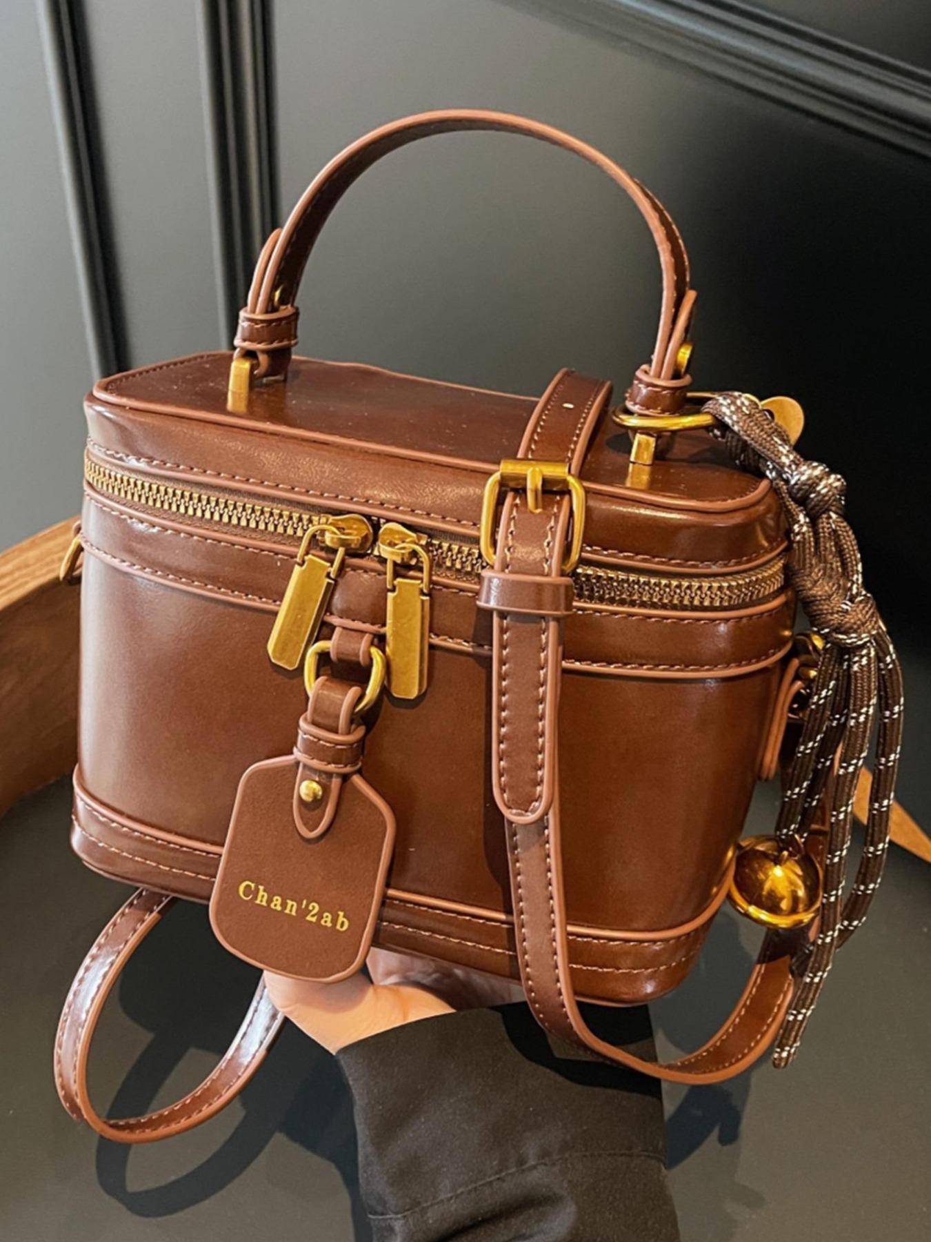 Women's Elegant Minimalist Handbag, Fashionable Retro Simple Style Crossbody Bag with Charm, Casual Trendy Versatile High-quality Daily Commuting Bag, Sling Purse, Casual Shoulder Bag