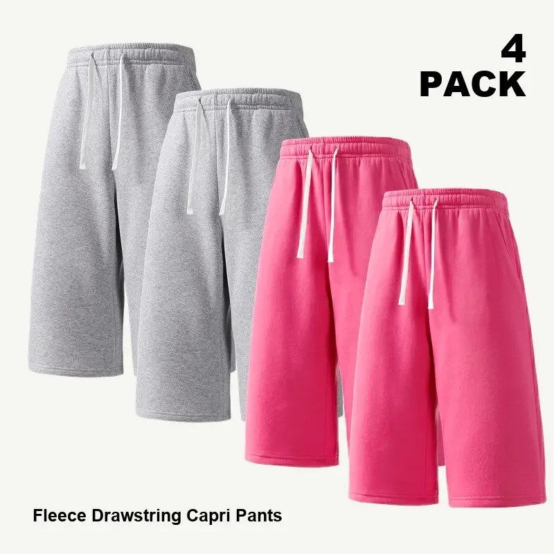 4-Pack 2+2 Assorted Solid Colors Men's Relaxed Drawstring Shorts Set, Loose Fit Knee Length Casual Shorts with Elastic Drawstring Waist and Side Pockets, Sizes XXS-XXXXL, Summer Daily Wear, Assortment 27