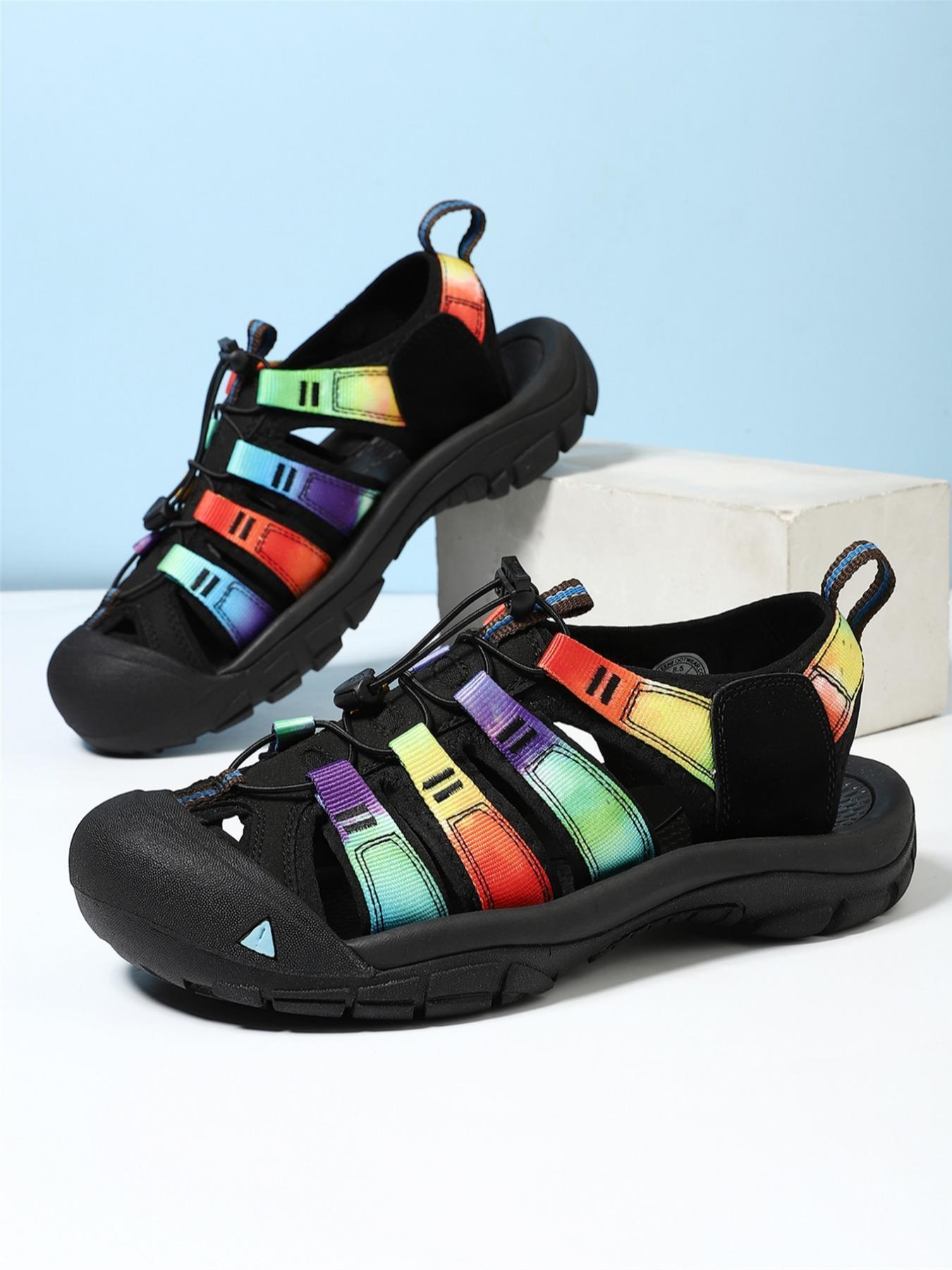 Unisex Rainbow Color   Beach Sandals, Casual Outdoor Sports Sandals, Breathable Comfortable Sports Sandals for Men & Women, Footwear
