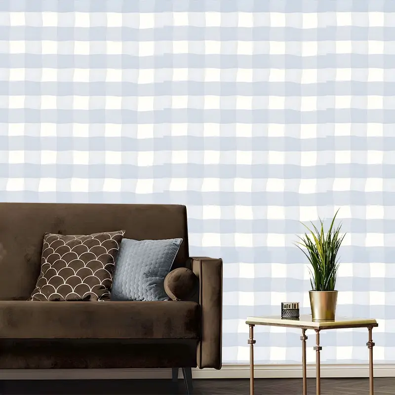 Light Blue Watercolor Gingham Peel and Stick Wallpaper, Removable Self Adhesive Contact Paper for Bedroom, Cottagecore Wall Decor Roll, Perfect Gift for Gingham & Home Decor Fans