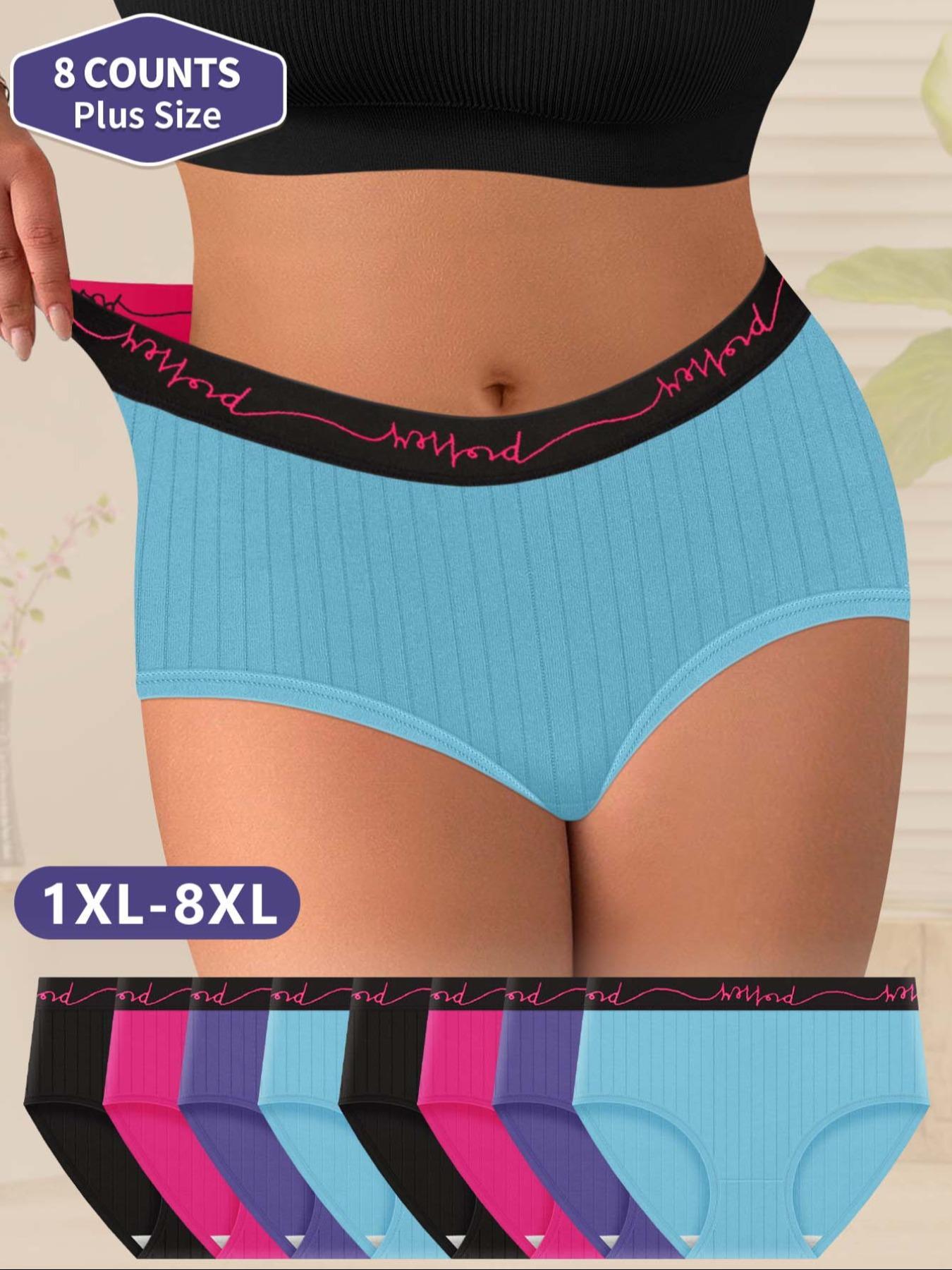 【Plus Size】 Letter Tape Briefs, Soft Comfy Breathable Panty for Daily Wear, Women's Underwear for All Seasons
