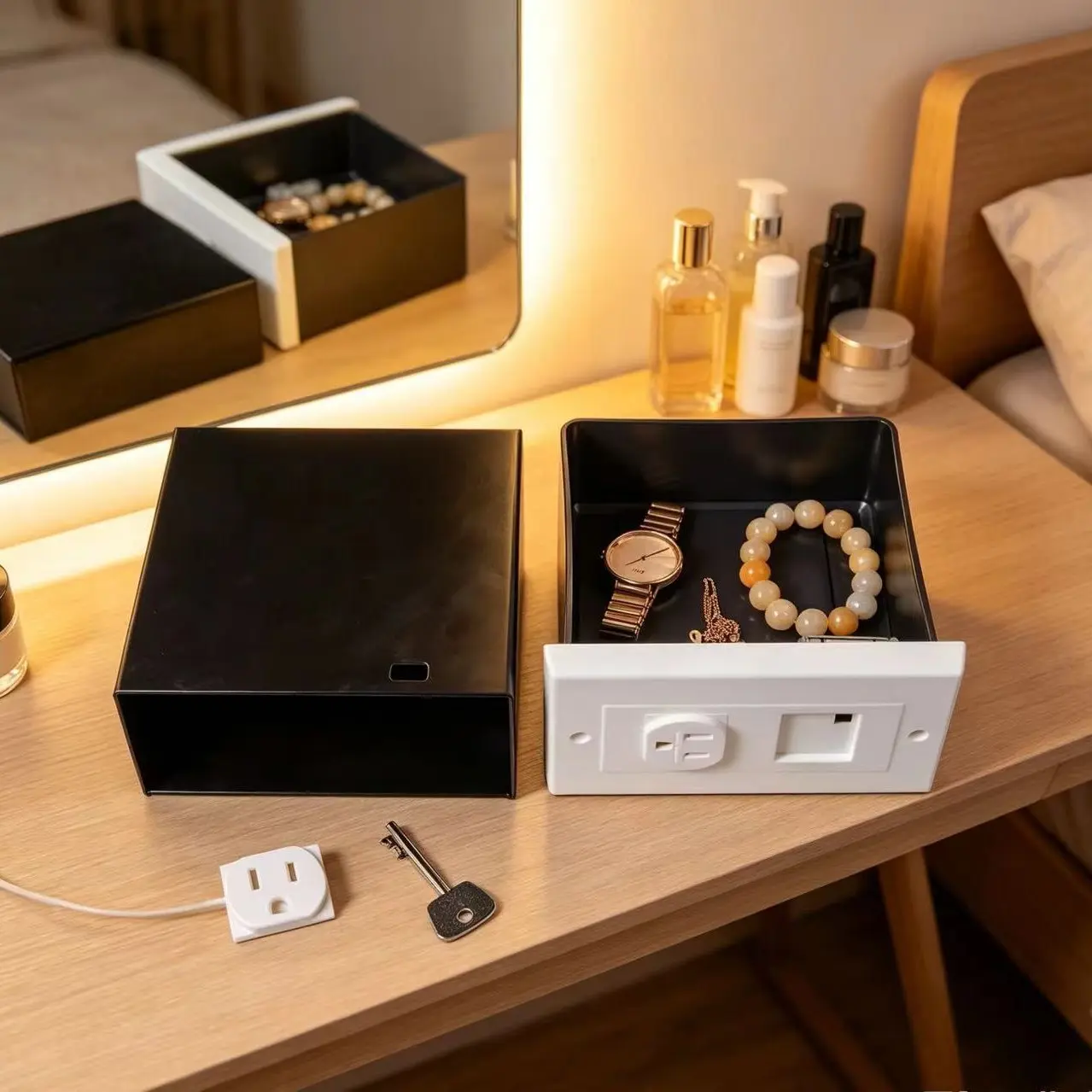Diversion safe American Outlet Wall Safe Key Lock Metal Box in-wall metal case hidden box