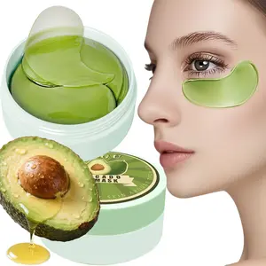 60pcs GKGU Avocado & Hyaluronic Acid Gel Eye Mask - Eye Health Products, Natural Avocado Extract, Hyaluronic Acid, Deep Moisturizing, Brightening & Firming Patches for Dark Circles, Puffiness, Sensitive Eyes - All Light Beige Types,Hydrating Gel Formula