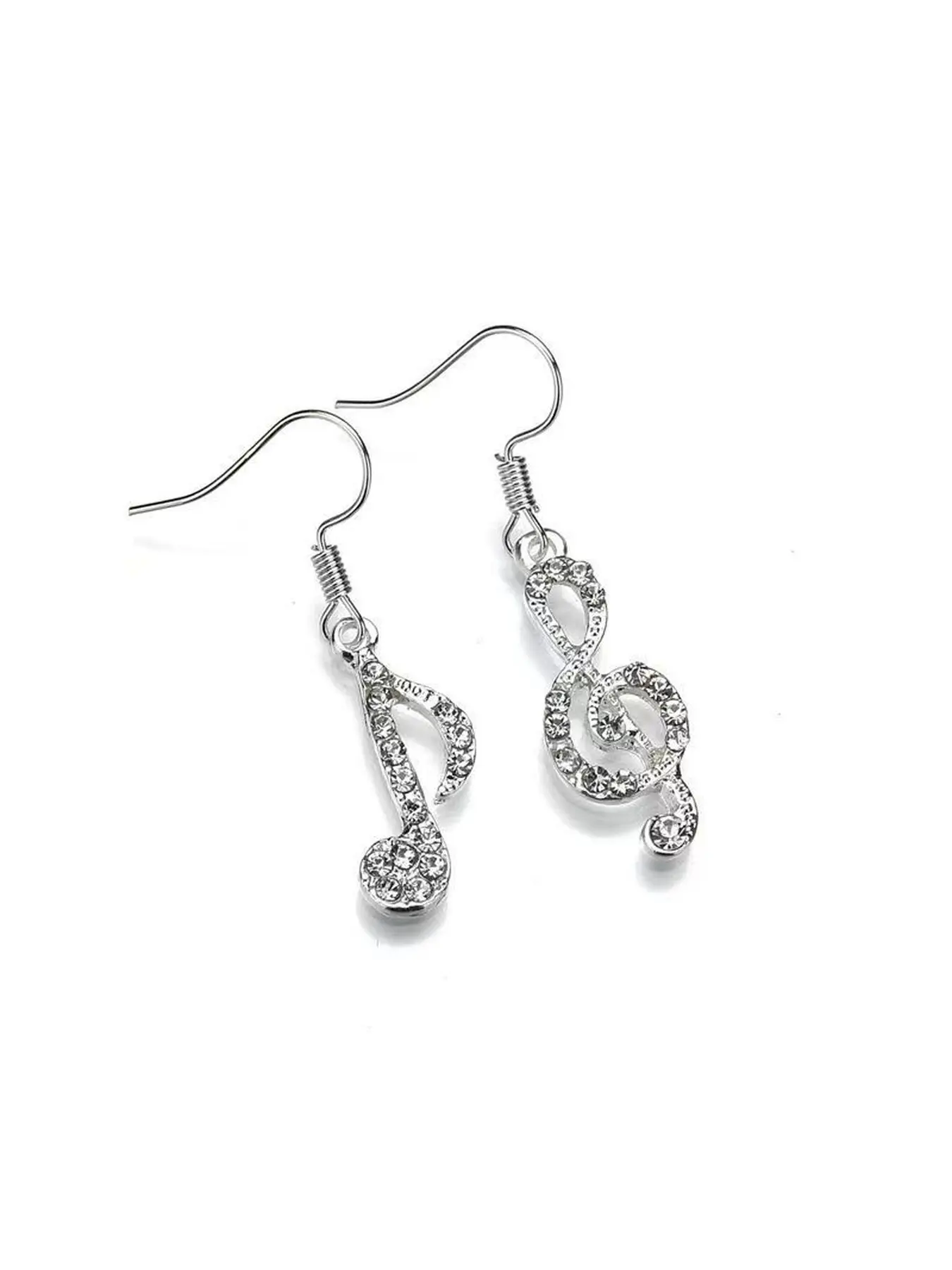 Shiny Rhinestone Music Note Earrings, Asymmetric Musical Dangle Earrings, Elegant Women Earrings, Delicate Versatile Niche Jewelry