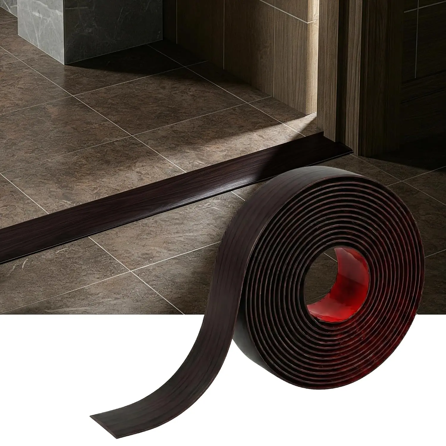 Peel and Stick Floor Transition Strip,10FT x 2" W Door Threshold Dark Grey