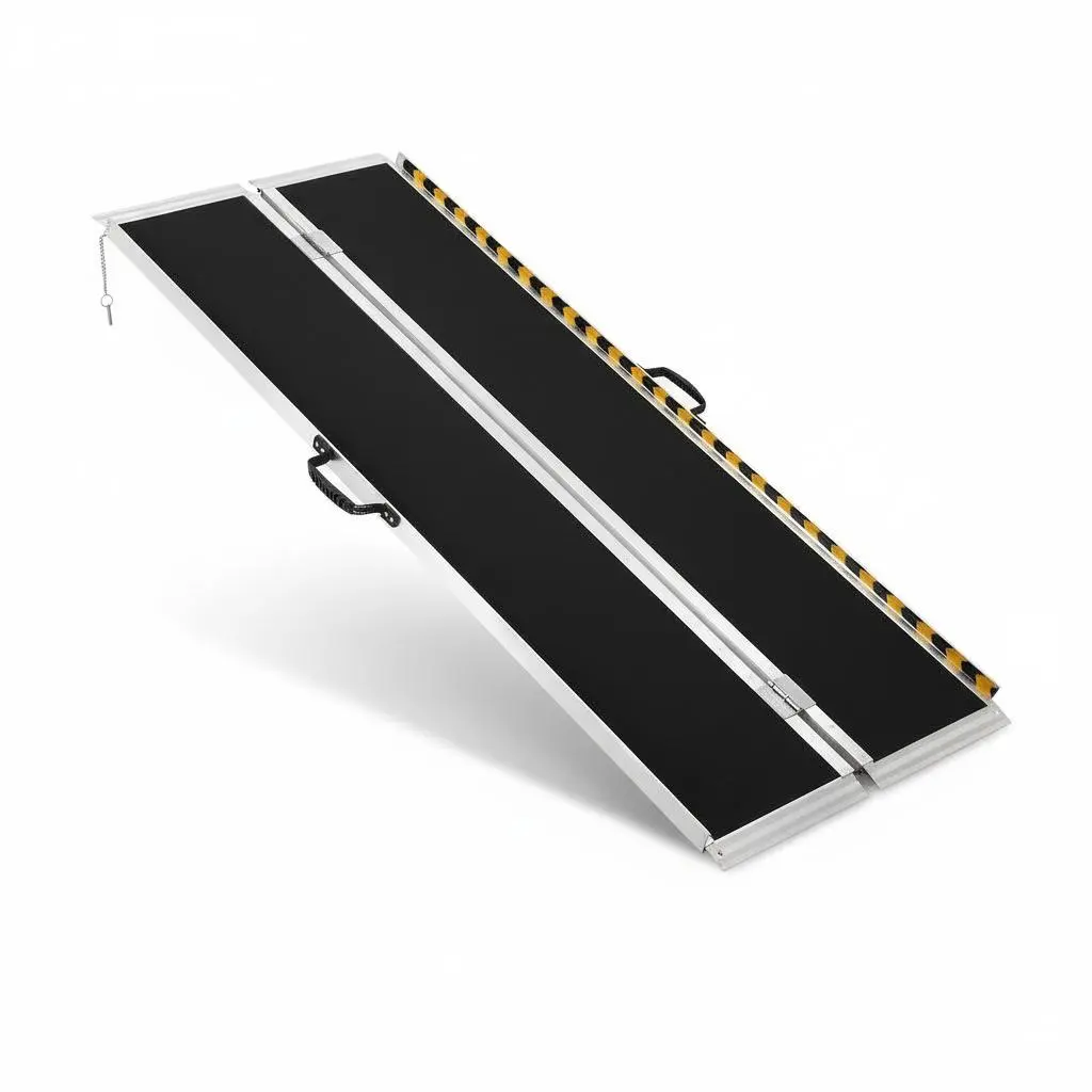 Portable Non-Slip Wheelchair Ramp – Aluminum, Heavy Duty 800 lbs Capacity, Collapsible for Home Steps, Doorways, Cars, Scooters – 2-Fold Design – 5ft