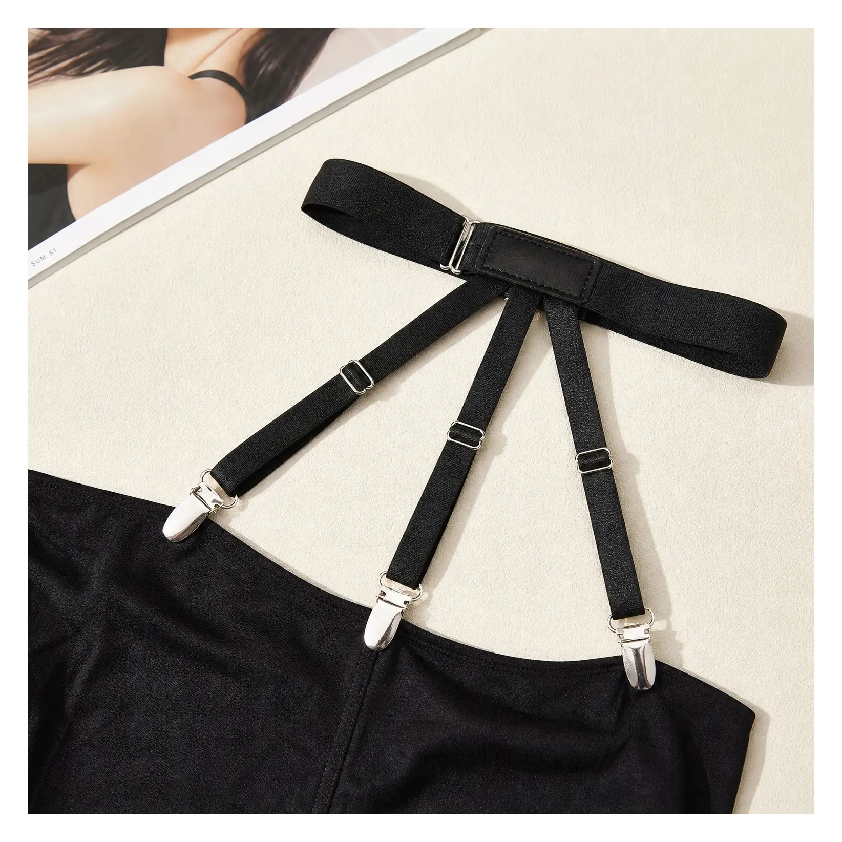 Men's Shirt Stays Adjustable Elastic Garter Military Shirt Holders with Non-Slip Locking ClampsGift
