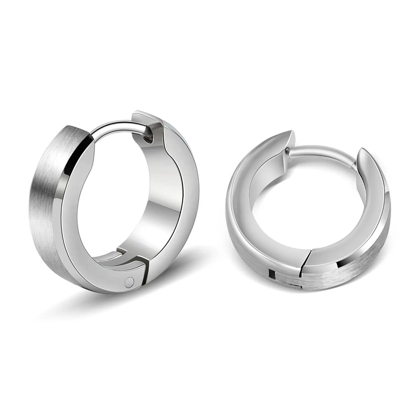 TGNEL Bevel Titanium Hoop Earrings Mens Earrings for Sensitive Ears, Small Classic Titanium Earring Hoops for Men Bevel