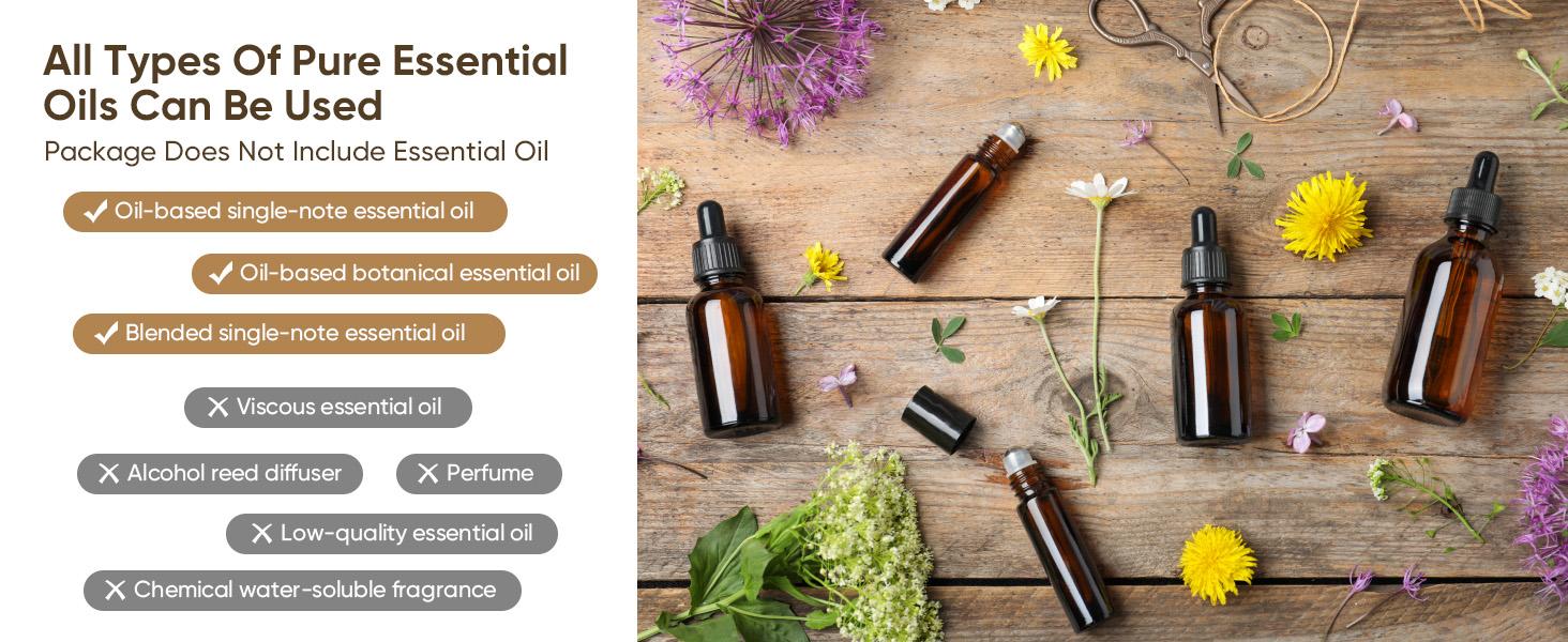 Waterless Diffuser for Home Essential Oil Diffuser, Aromatherapy Diffuser, Portable Scent Diffusers, 3 Mist Modes, Cycle Start for Bedroom, Office Studio 160-350 sq. ft Black