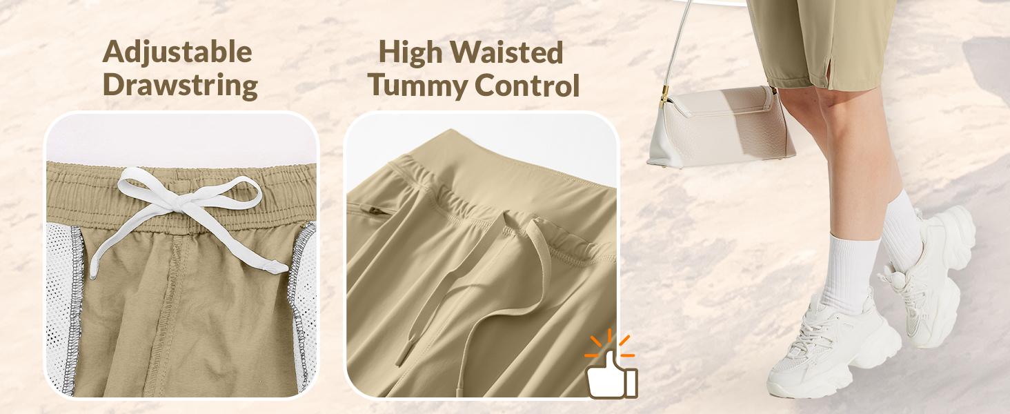 baleaf Women's Hiking Long Shorts 9" Quick Dry Hiking Bermuda Cargo for Curvy Lightweight Knee Length Shorts Pockets -dga003