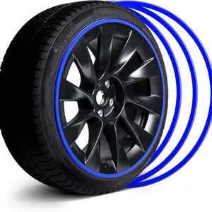 Car Alloy Wheel Rim Protector, Blue Color, Easy Installation, Scratch-Resistant, Universal Fit, Tire Guard, Dashboard Decoration Strip, Autos