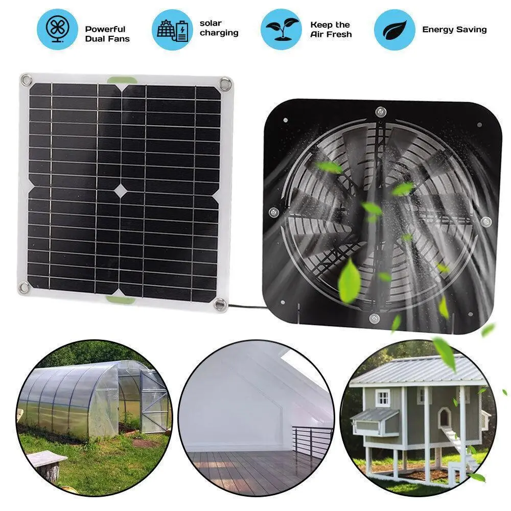 13.5inch Solar Powered Exhaust Fan Solar Panel Fan 20W For Shed Attic Greenhouse, Stand for House Shed Ventilation Off-Grid#DealsForYouDays