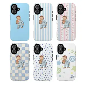 Cute Cartoon Monkey Phone Case – Curious George Blue Design,for iPhone 16 15 14 13 12 11 17Pro Max,for Samsung S25 S24 S23 S22 Ultra,Gifts For Fans, Phone Accessories
