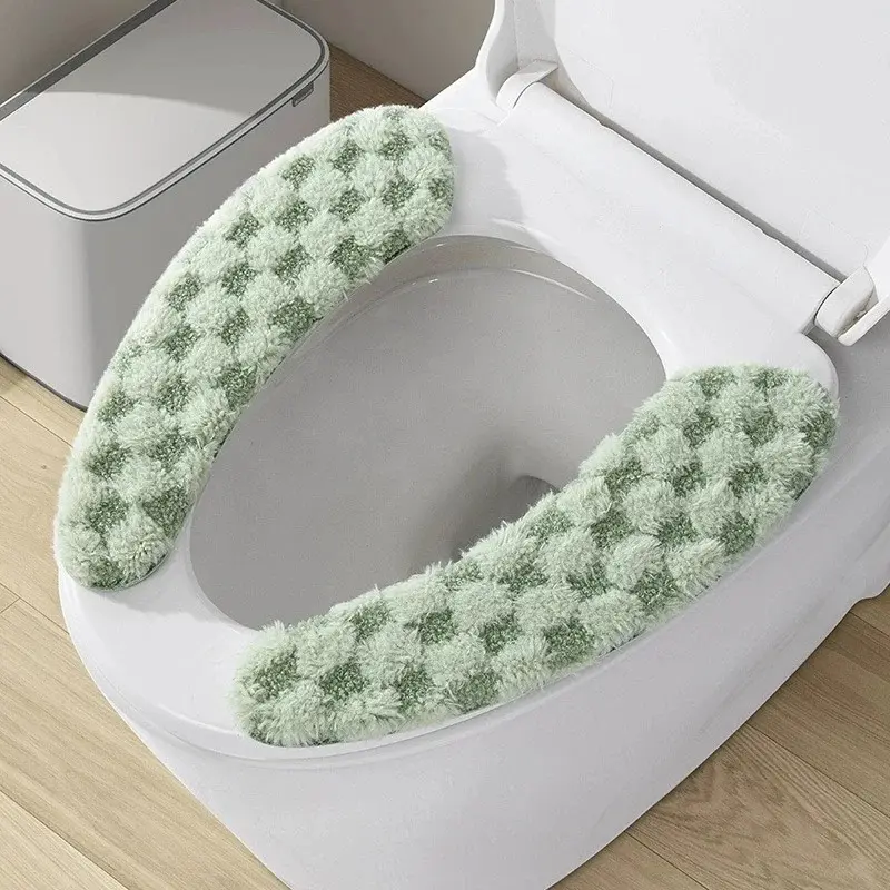 Thick and Warm Toilet Seat Cushion Cover - with Sticky Toilet Seat Cushion - Washable and Reusable Mat for Winter